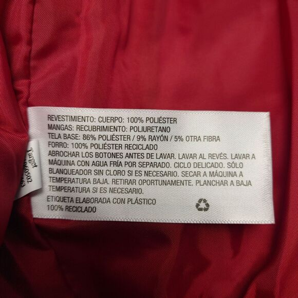 Wild Fable Women's Red Faux Leather Button Down Varsity Jacket Small - Picture 6 of 6